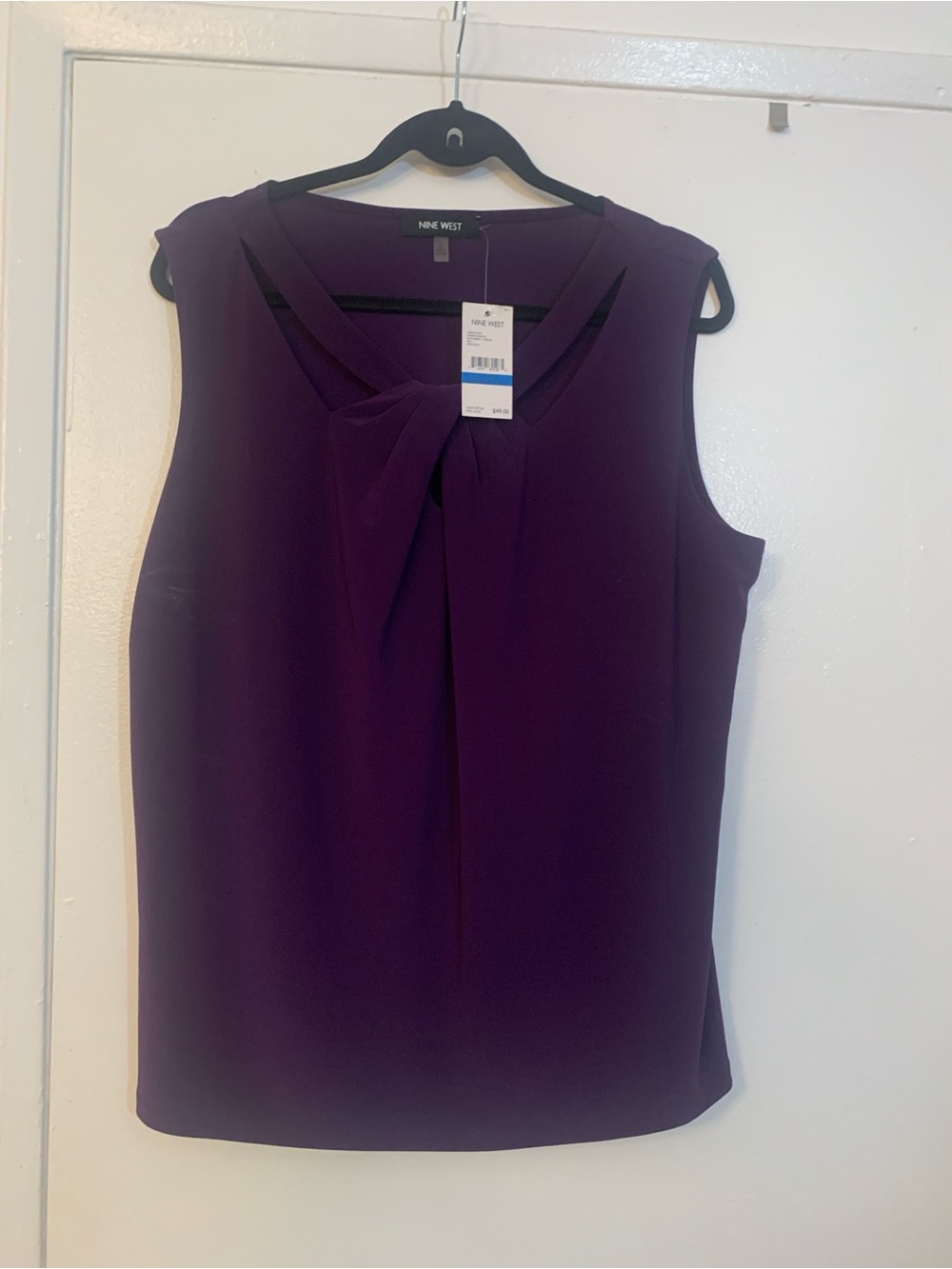 Nine West Purple Tie-Neck Sleeveless Camisole Top